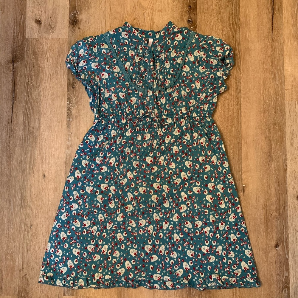 Xhilaration Teal Floral Ruffle Prairie Dress Juniors Size XL